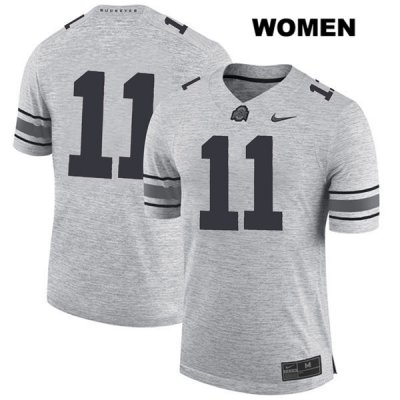 Women's NCAA Ohio State Buckeyes Austin Mack #11 College Stitched No Name Authentic Nike Gray Football Jersey AQ20V51AO